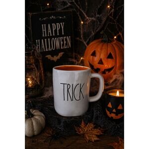Rae Dunn 'Trick' 'Treat" Halloween Fall Pumpkin Cozy Warm Tea Coffee